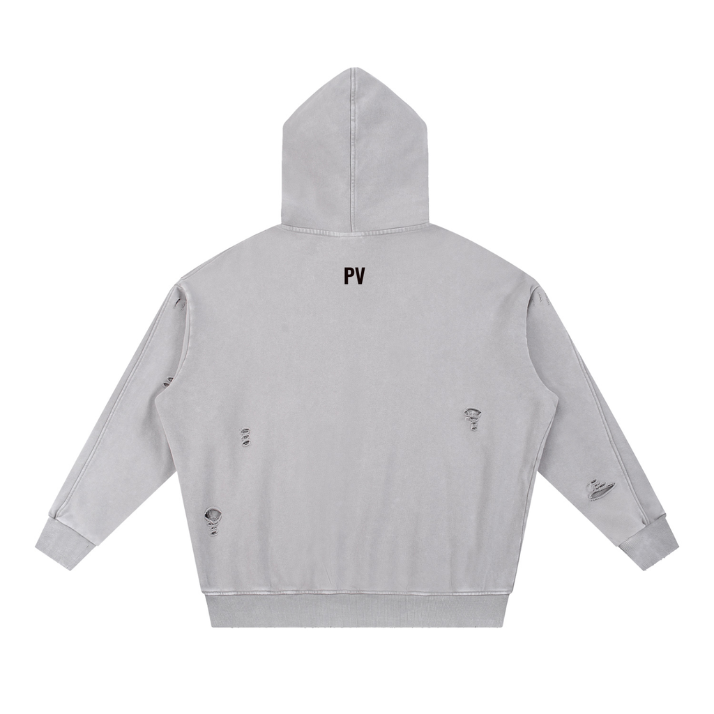 PREEVISION Snow Washed Distressed Panel Pocket Hoodie (3 Other Colors)