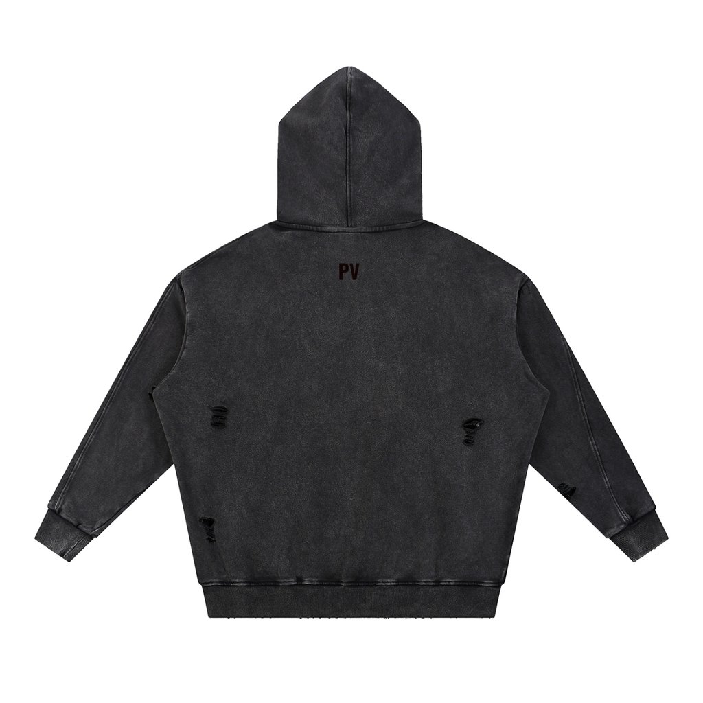PREEVISION Snow Washed Distressed Panel Pocket Hoodie (3 Other Colors)