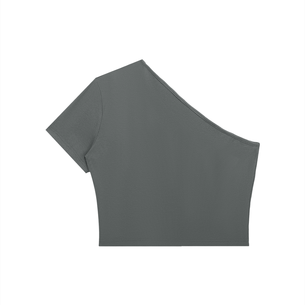 PREEVISION Women's One-Shoulder Crop T-Shirt (5 Other Colors)